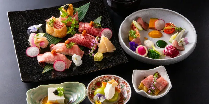 Seared Kuroge Wagyu Beef Sushi Set Meal