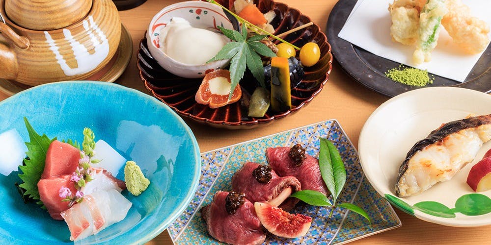 【五彩缤纷推荐套餐】前菜拼盘、生鱼片、烤物、牛排等共9道菜