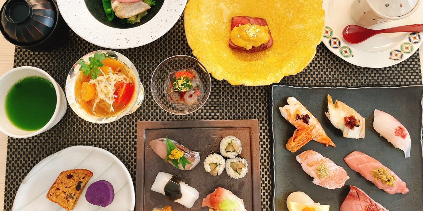 【佳月おすすめコース】旬のお料理・特選炭火焼5品、握り8貫、留椀、甘未など全7品