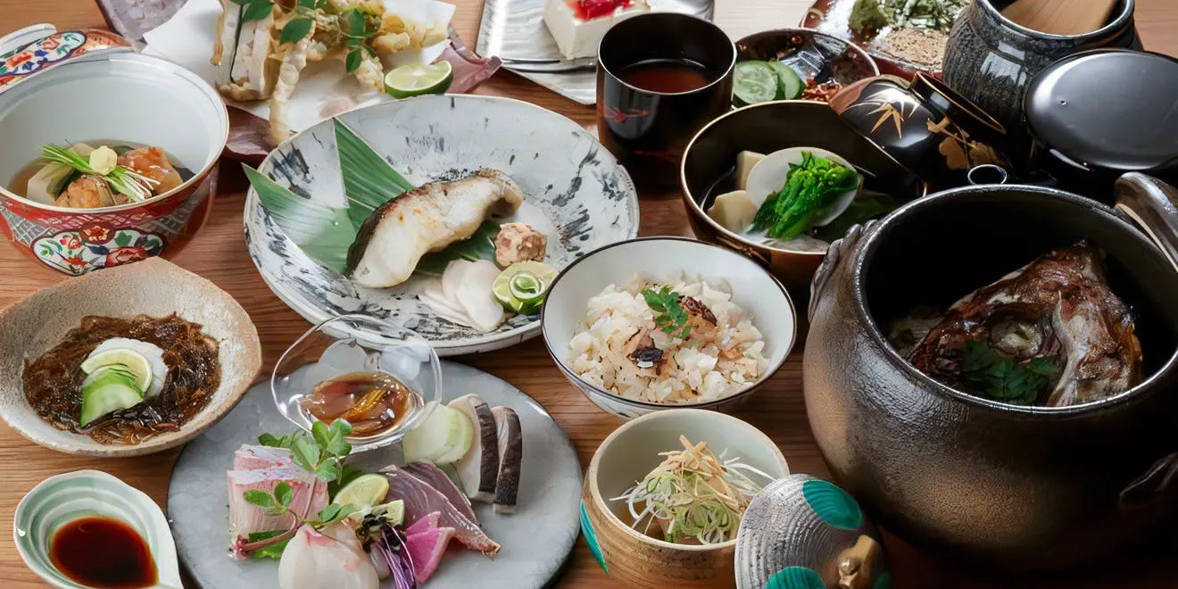 At 【Tatsu】, savor seasonal ingredients in dishes like "Sashimi," "Vinegared Dishes," "Grilled Items," and enjoy "Tai Kamameshi" to finish your meal.