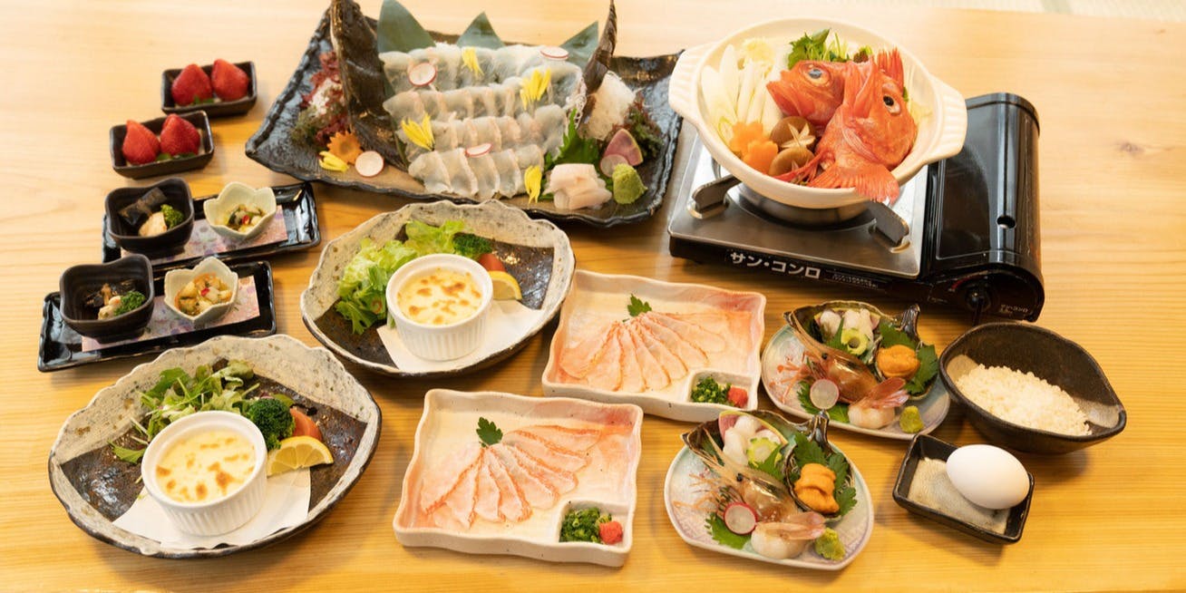 [Kinki Shabu-Shabu Course] A 9-course selection including kinki shabu-shabu and exceptionally fresh seafood sashimi
