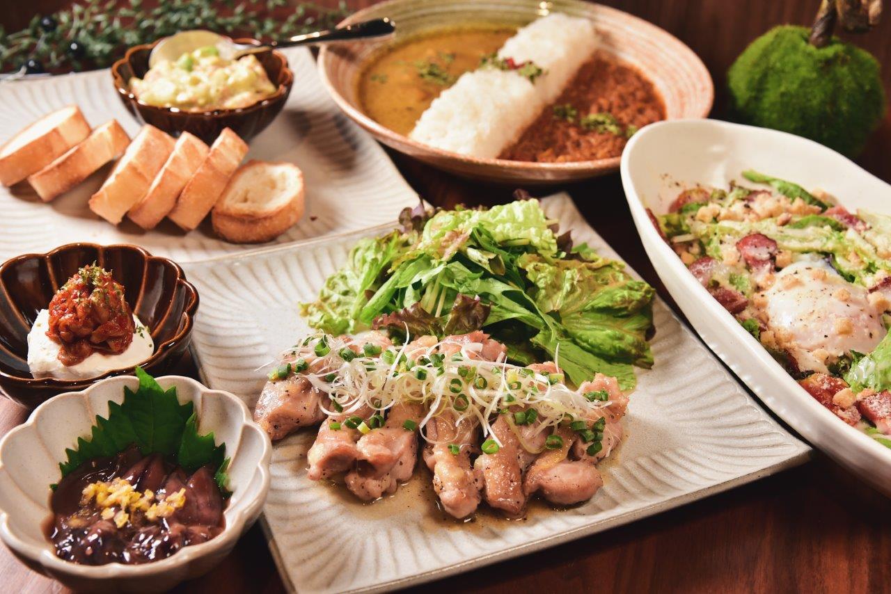 『B課程（料理6道菜）』★包含2種盛藥膳咖哩◎實惠的6道料理！※有飲料暢飲方案・2位起