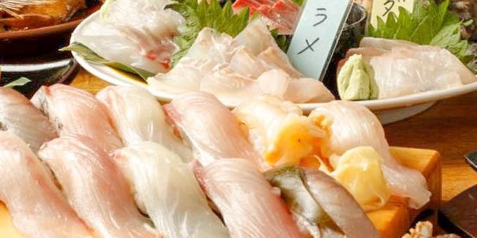 伊豆七島白金套餐　鮮魚7點拼盤・時令魚鹽燒・白身魚天婦羅等料理8品宴會套餐