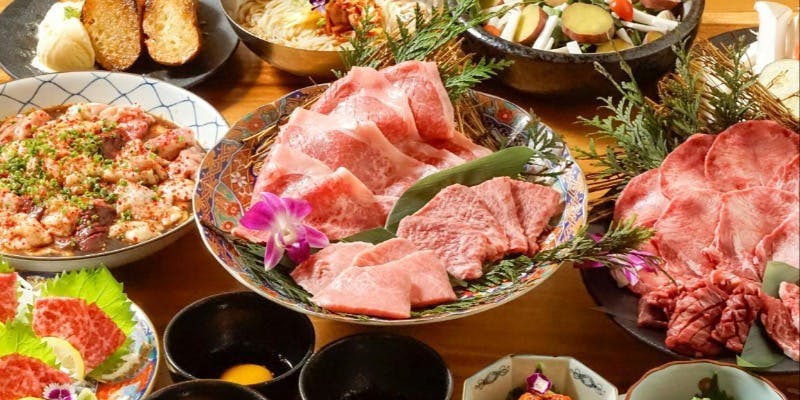 [Magosaburo Course - Autumn] 14 Dishes Including Tsukimi Sirloin Yaki-Shabu and Autumn Vegetables