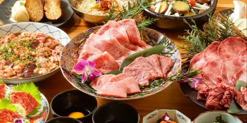 [Magosaburo Course - Autumn] 14 Dishes Including Tsukimi Sirloin Yaki-Shabu and Autumn Vegetables