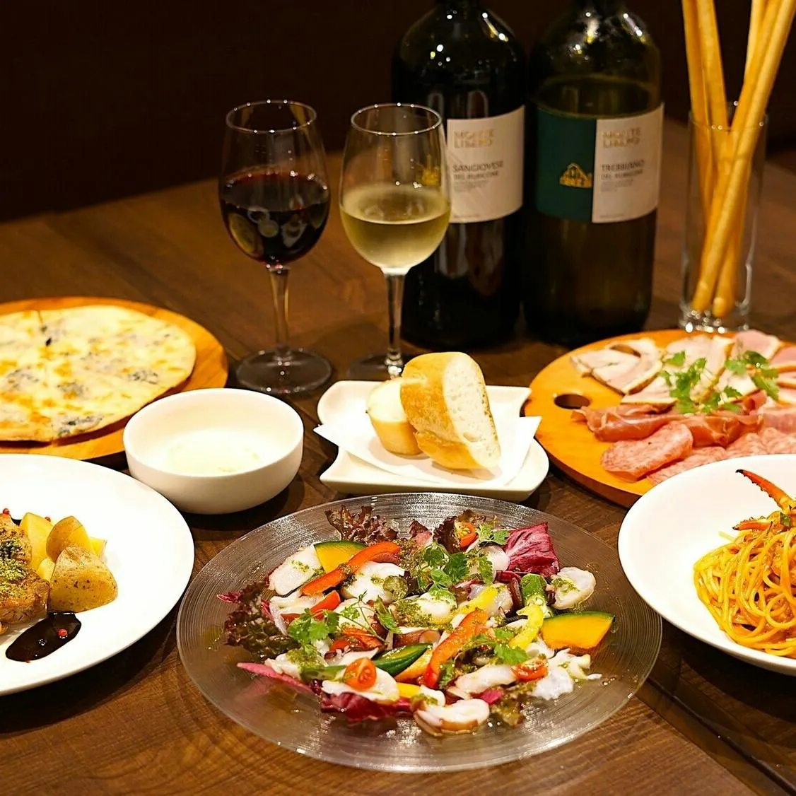 [Light Course (6 Dishes)] A satisfying and affordable course with 6 dishes including popular items like "Seasonal Ingredients Fritto" and "Swimming Crab Pasta."