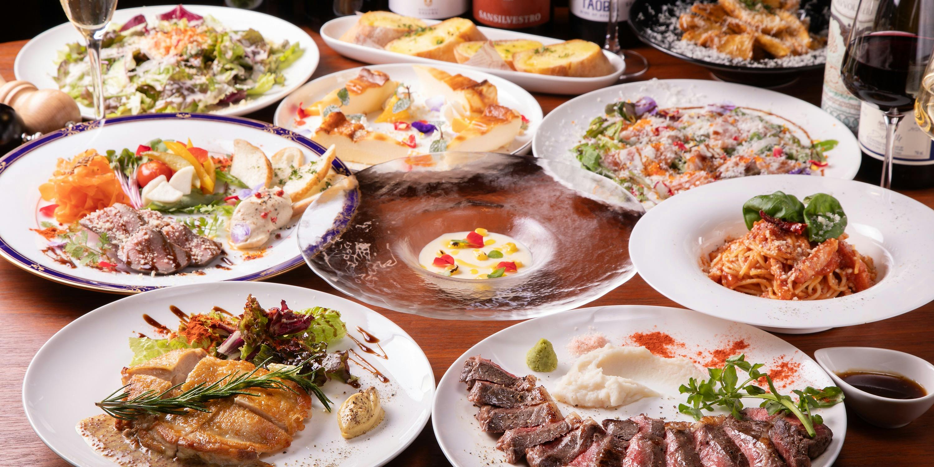 2种国产牛肉品尝对比【黑毛和牛腿肉＆国产牛菲力牛排套餐】畅饮2H　附甜点　共8品