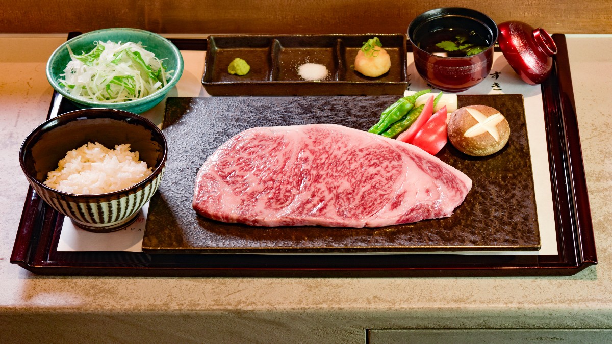 [Teppanyaki] Japanese Black Wagyu Sirloin Steak Set Meal　1 Steak