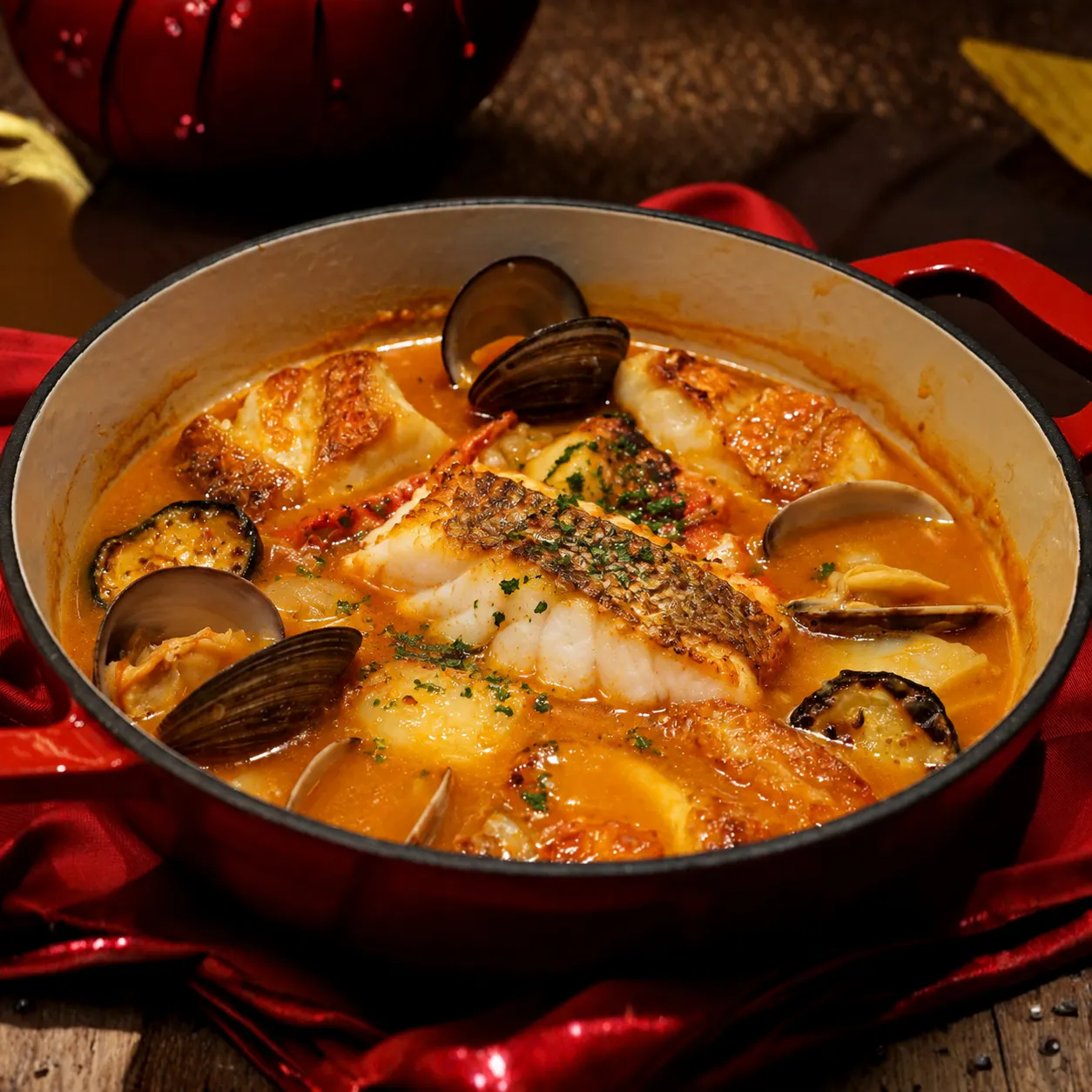 【名物・地魚のブイヤベースコース】一口鮨・冷前菜・魚介の旨みを楽しむブイヤベースと締めのリゾットなど全6品