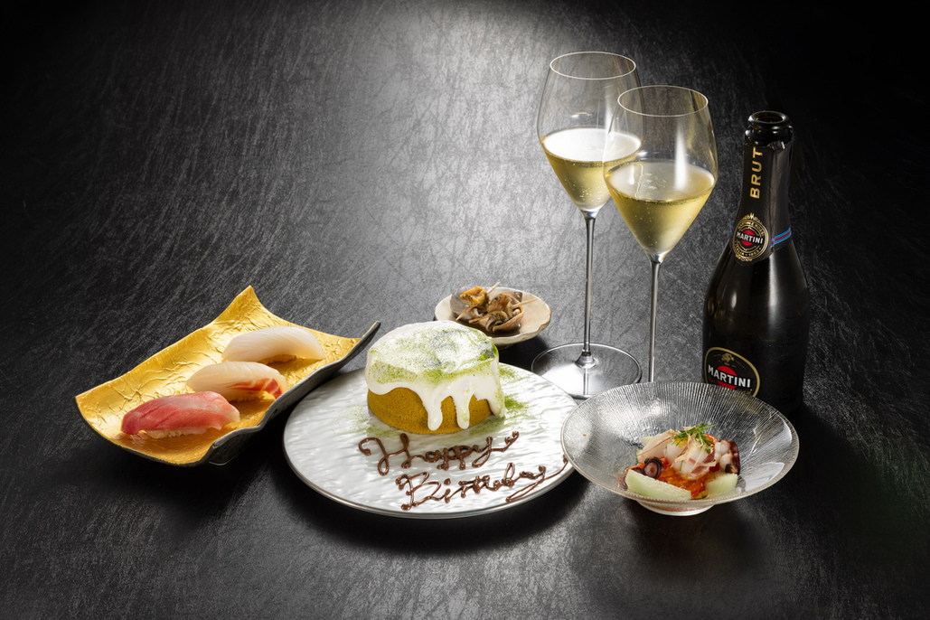 [For Birthdays and Anniversaries] Sushihama Anniversary Course/記念日コース〜Seasonal Dish, Chawanmushi, 8 Pieces of Sushi, Cake, Sparkling Wine, and a Commemorative Cheki Photo Included〜