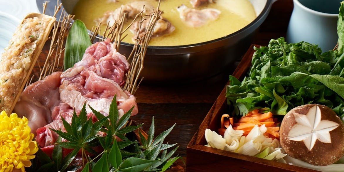【鳥肌コース】鳥肌自慢の濃厚水炊き鍋 炭香る鶏もも肉炭火焼き含む、鶏を楽しめる全7品＋2時間飲み放題