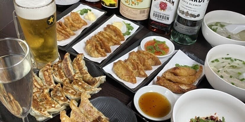 【ボリューム重視のコース】餃子全7種類コースにフライドポテトと特性油そば付き！ 全12品
