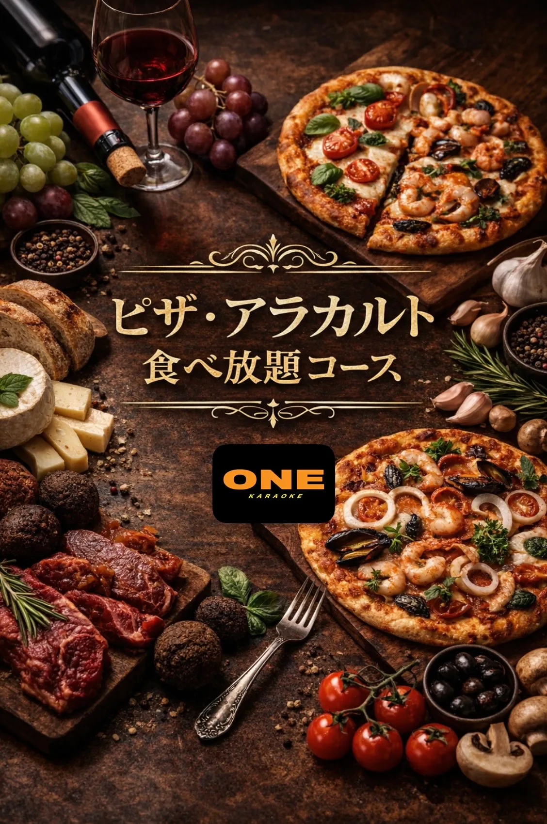 【3小时畅吃♪】自豪的披萨和单点菜品畅吃套餐