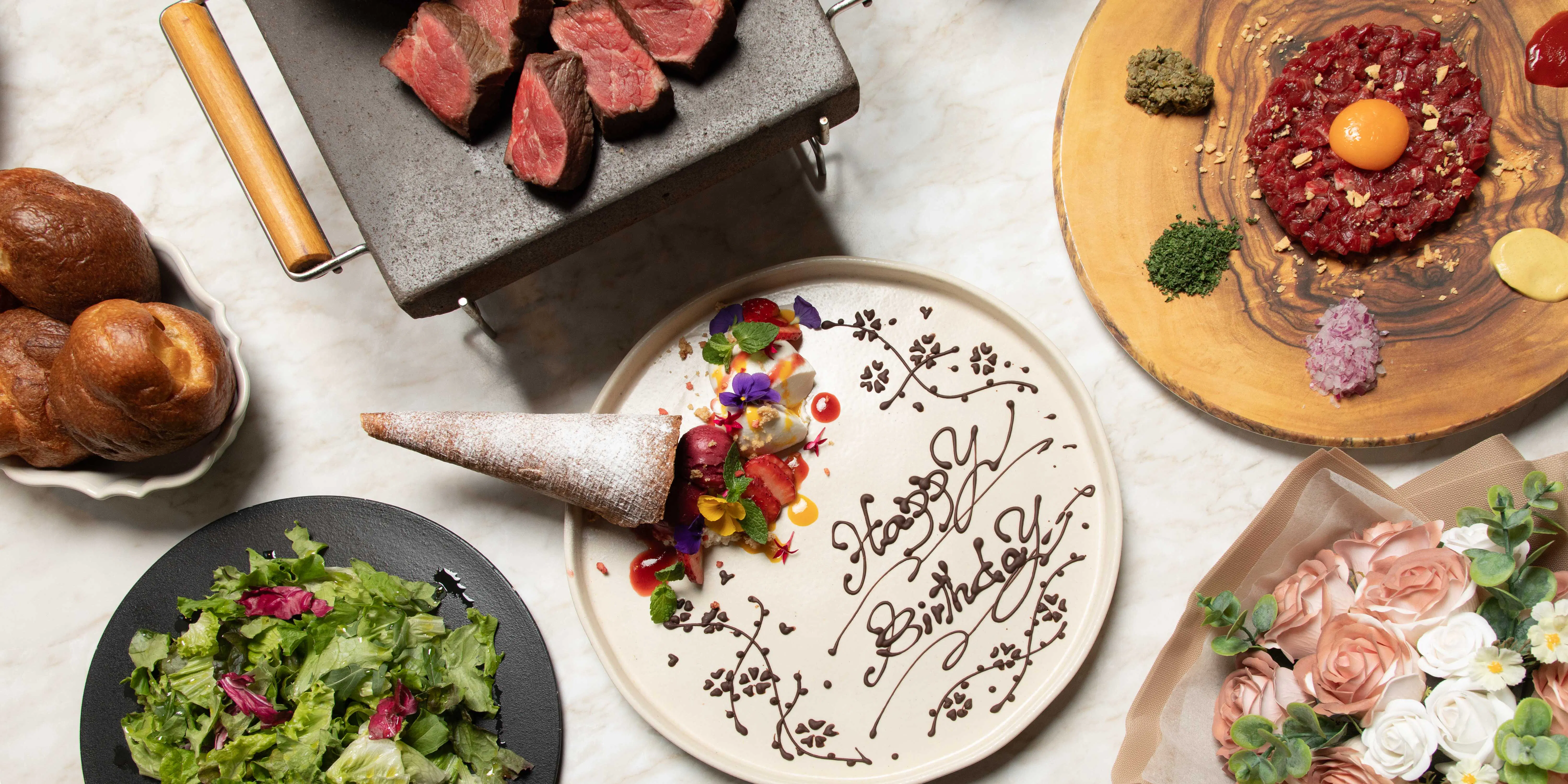 [Anniversary Lunch] 6 courses including a dessert plate and block steak 〈Toast sparkling wine or after-meal coffee〉