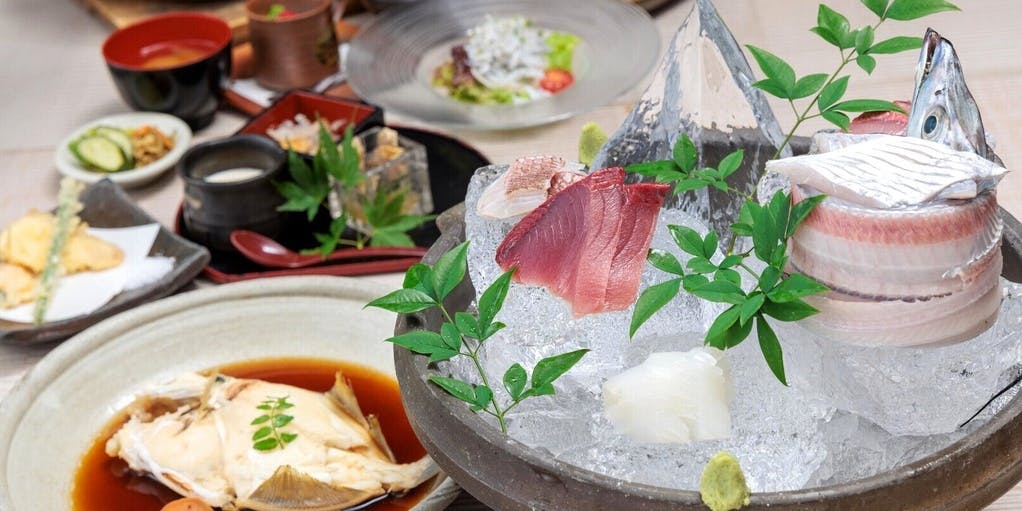 【鯛めしコース：彩】造り盛り4種、天婦羅、鯛めしなど