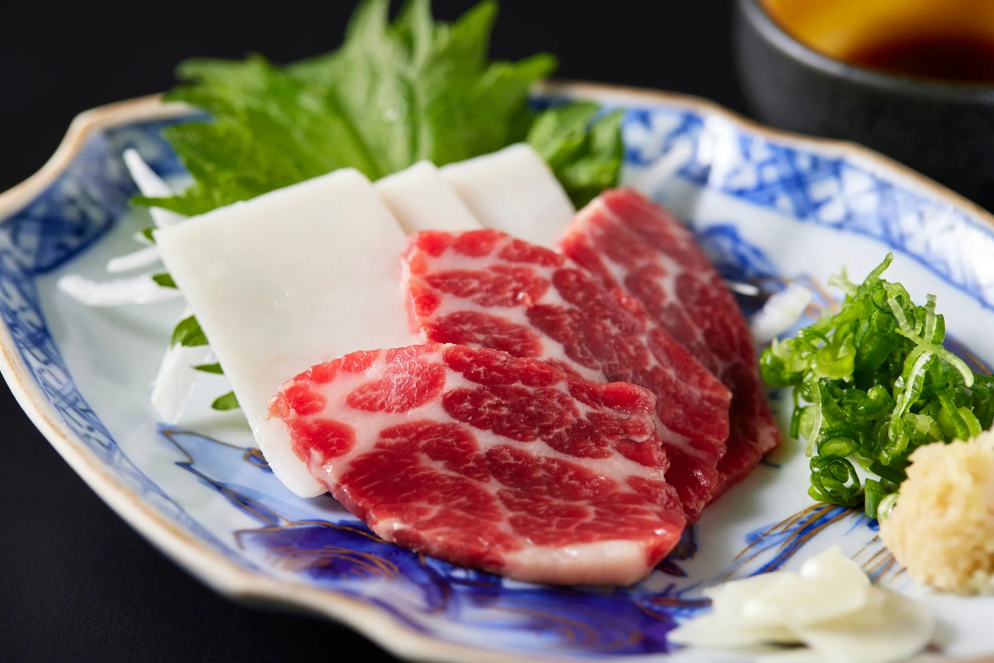 Creative horse meat dishes and assorted horse sashimi course
