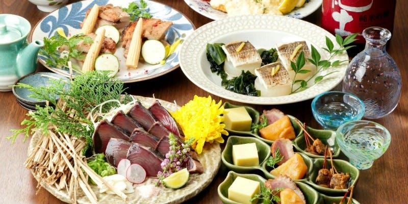 【竹套餐】炭烤鲣鱼×和歌山猪肉炭烤等／全8道菜