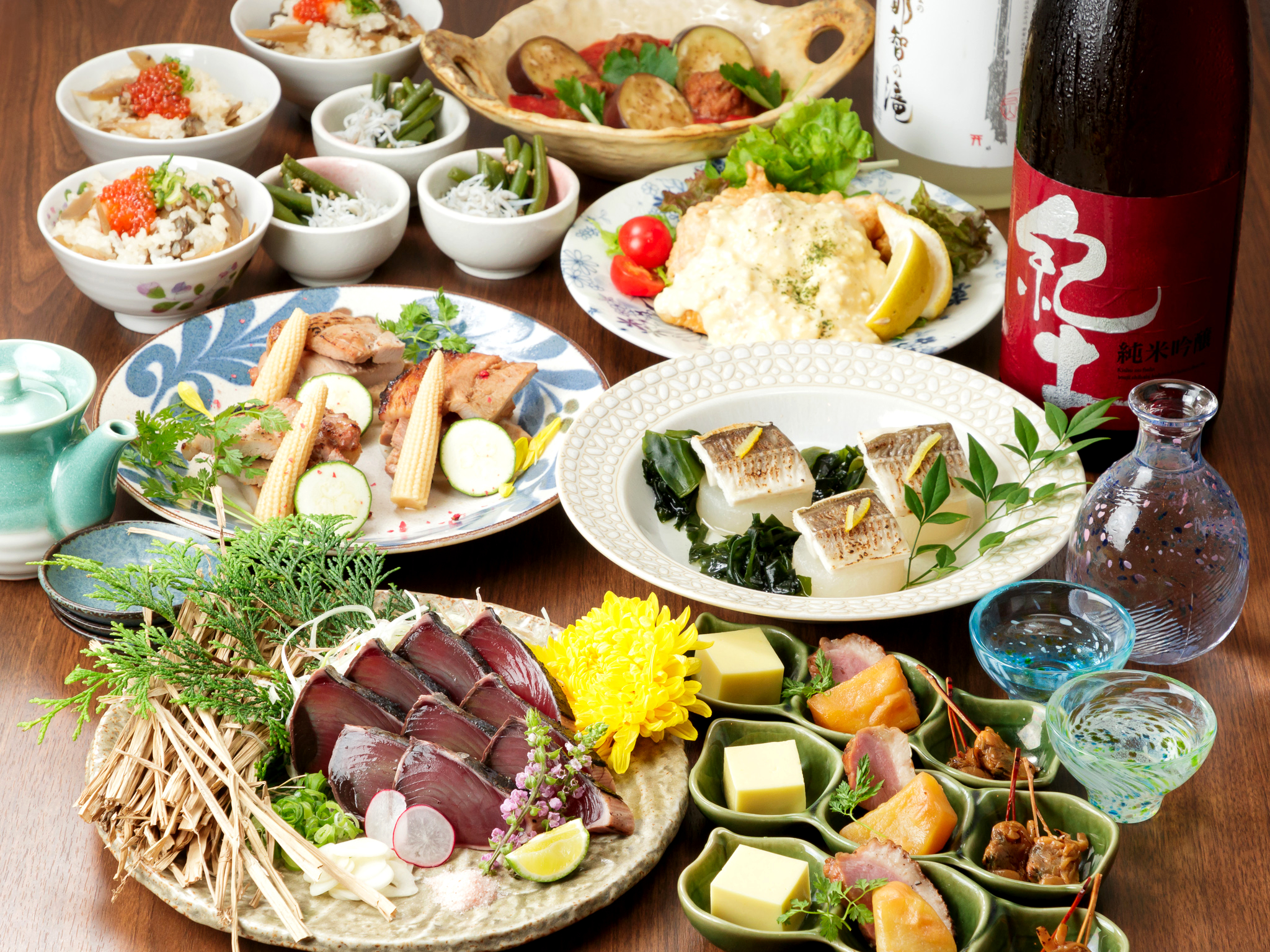 【竹套餐】木炭烤鲣鱼×和歌山烤猪肉等共8道菜品