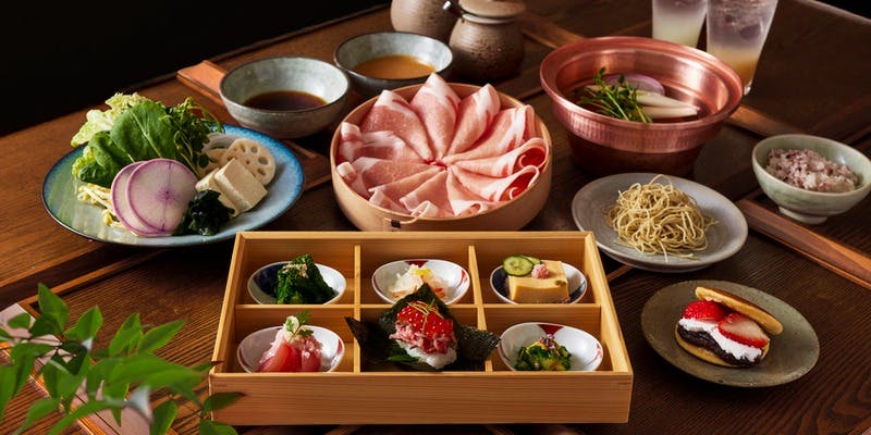 【米澤豚火鍋套餐】懷石六種盒子及甜點附