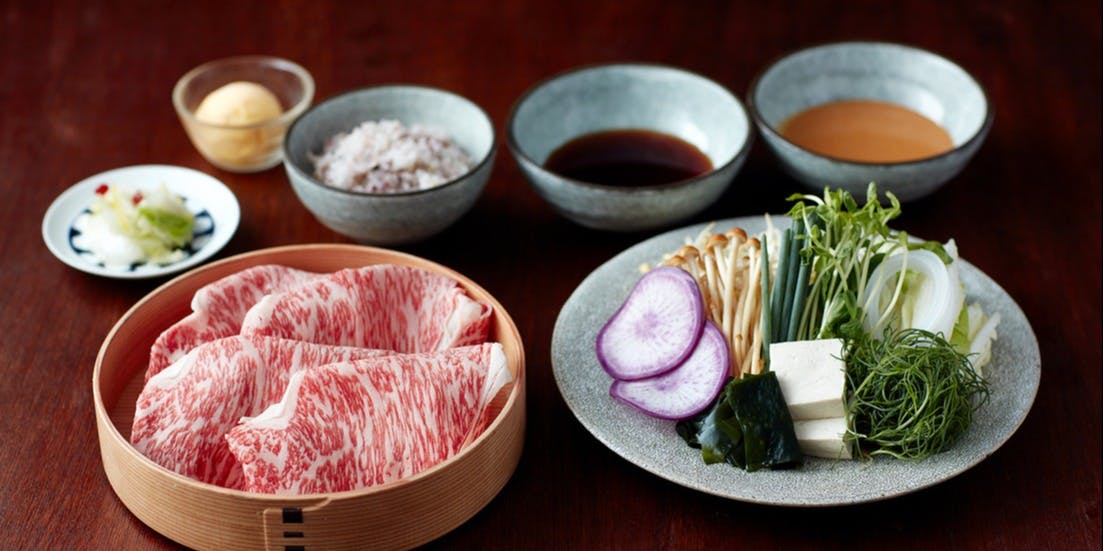 【LUNCH】松阪牛肋眼牛排（40g）與米澤豚里脊肉（80g）的日式涮涮鍋