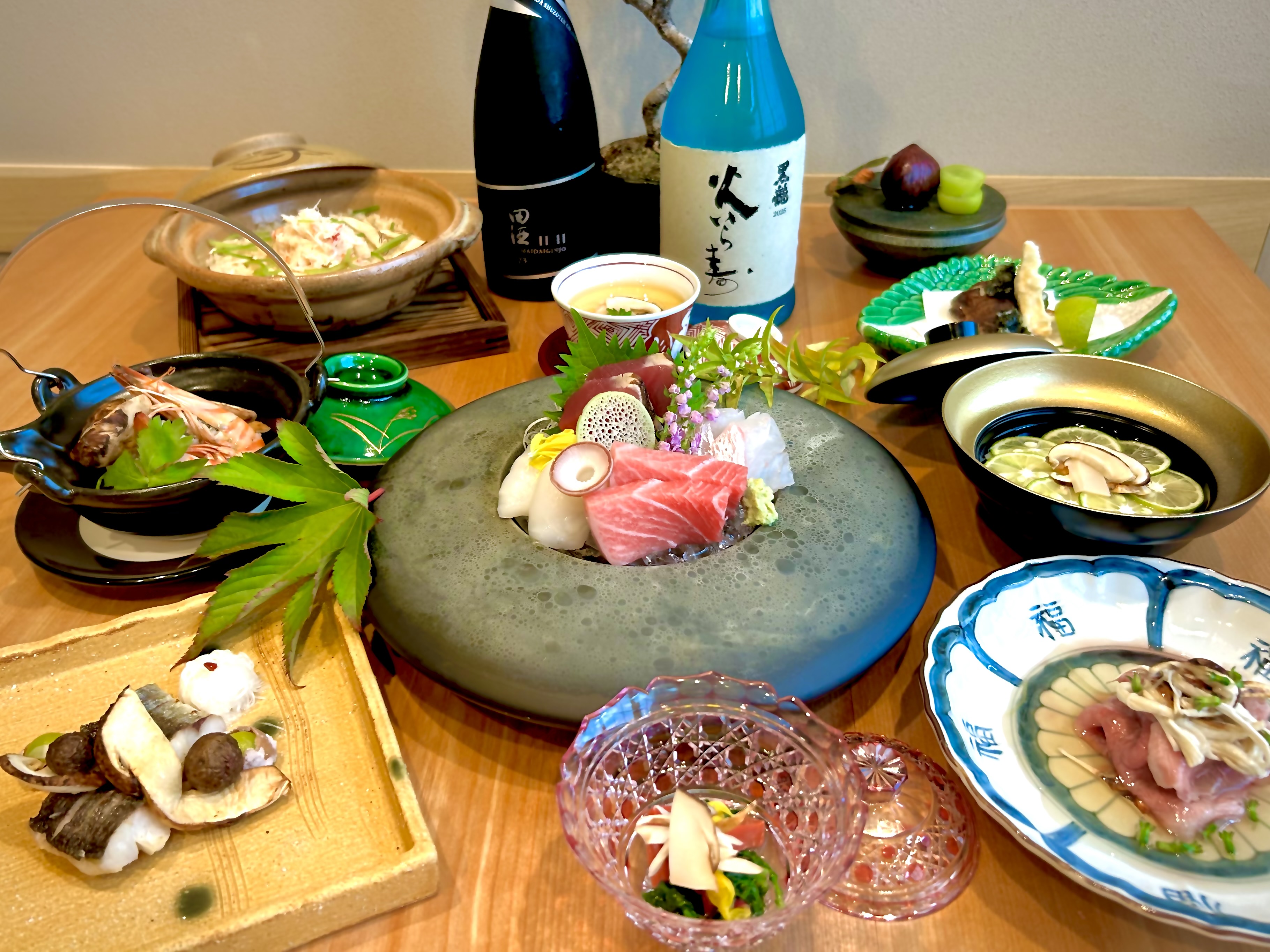 Domestic Matsutake Mushroom and Seasonal Pairings Kaiseki