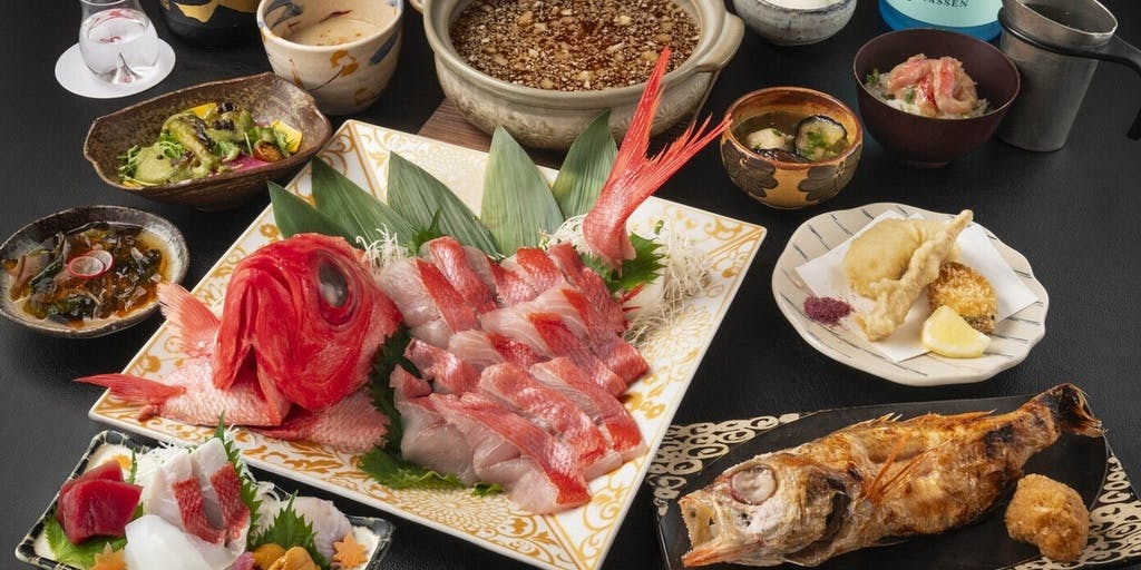 伊豆下田产地金目鲷涮涮锅与岛根县产红喉鱼套餐（保证包间）