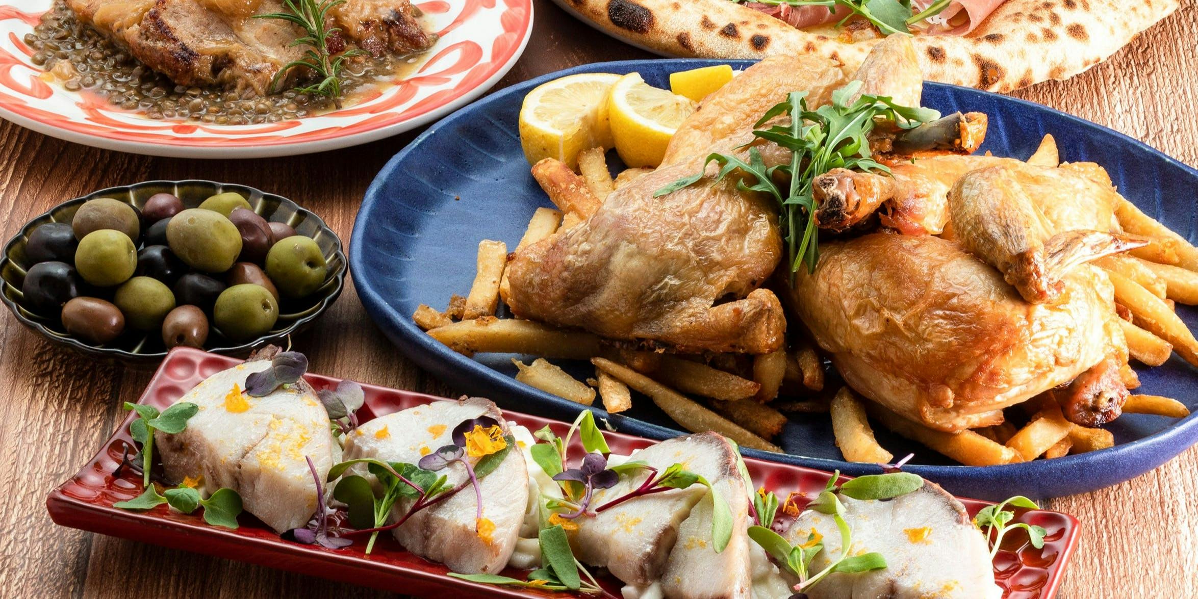 【季節コース】名物ロティサリーチキンや旬の食材を使用したコース