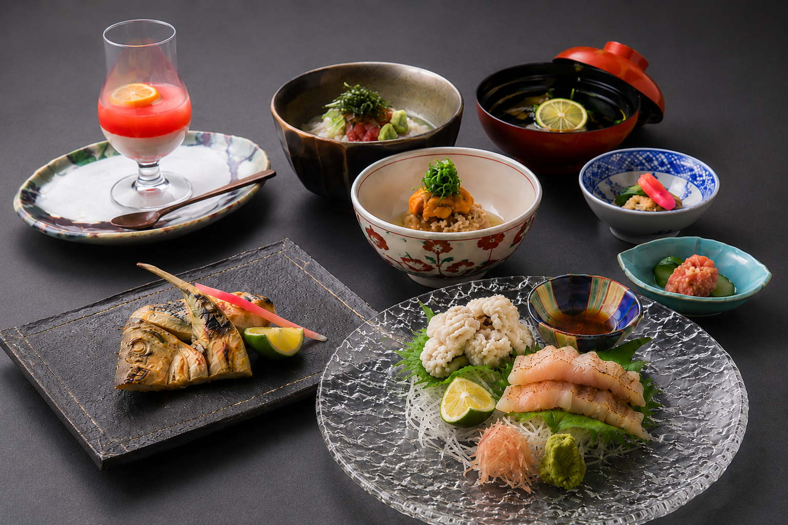 [July & August Only: Midsummer Seafood Kaiseki] 10 dishes to savor seasonal delicacies including horsehair crab, pike conger, sweetfish, and octopus rice ochazuke