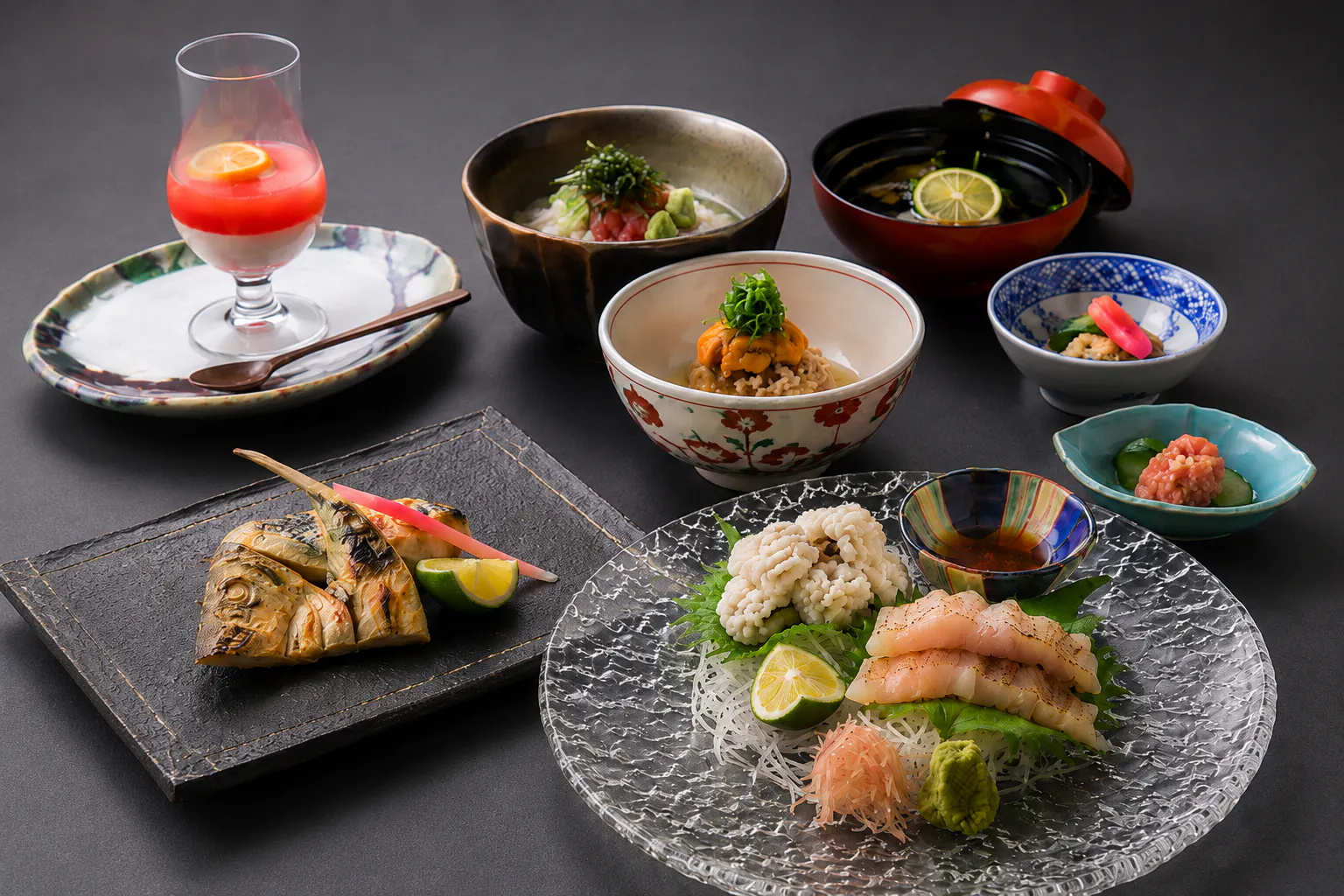 [July & August Only: Midsummer Seafood Kaiseki] 10 dishes to savor seasonal delicacies including horsehair crab, pike conger, sweetfish, and octopus rice ochazuke