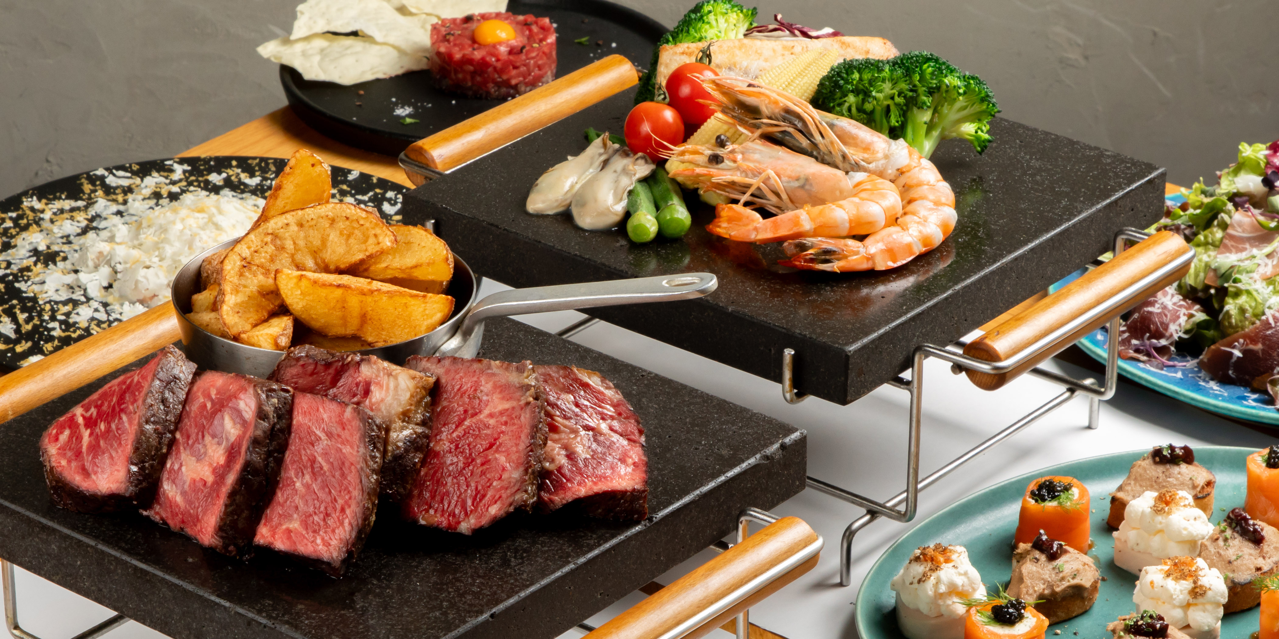 【Premium】菲力牛排/豐洲鮮魚/和牛韃靼等豪華料理全6品