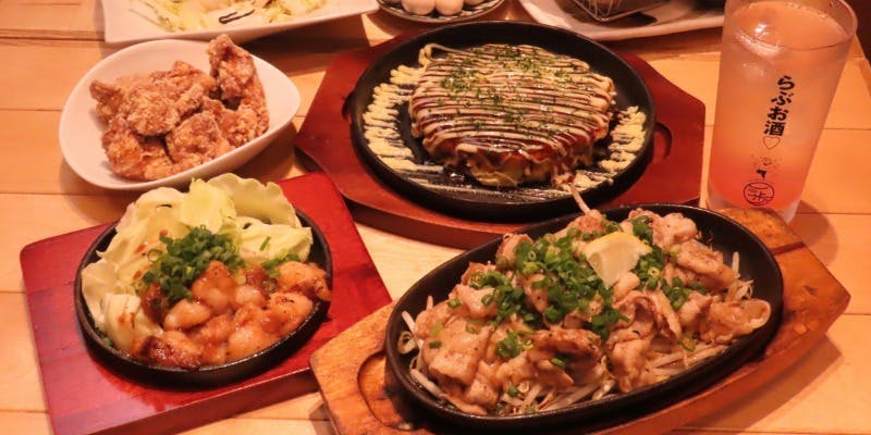Hearty Iron Plate Dining! 8-Dish "Teppanyaki & Okonomiyaki Course"
