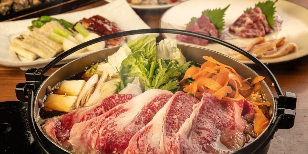 [Kyushu Luxury Feast! Premium Course] 12 dishes including horse sashimi, eel, and Wagyu sukiyaki with 3-hour all-you-can-drink for 7,000円