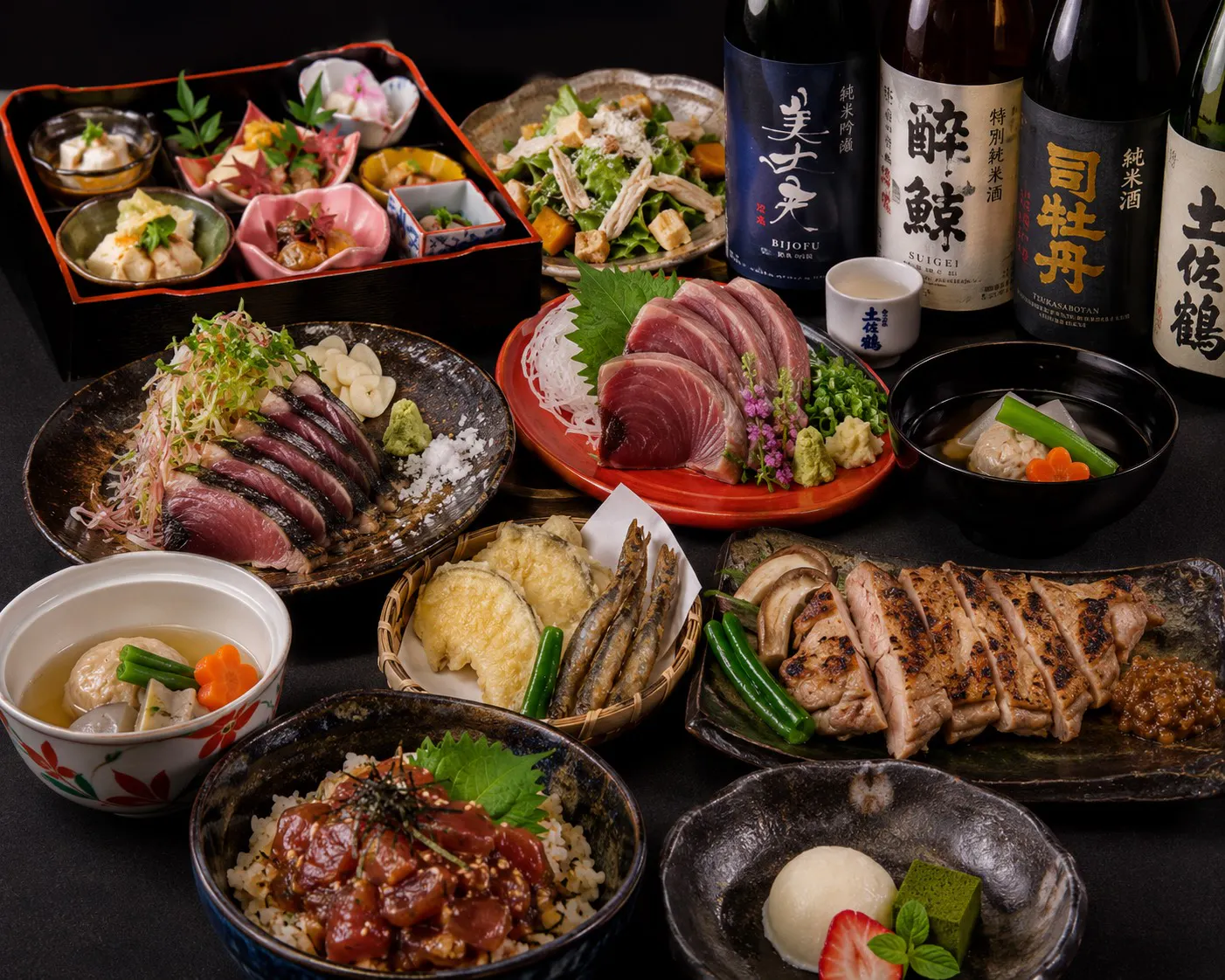 【9月~11月】豪華藁焼き3種合盛り 四万十川(料理のみ)コース
