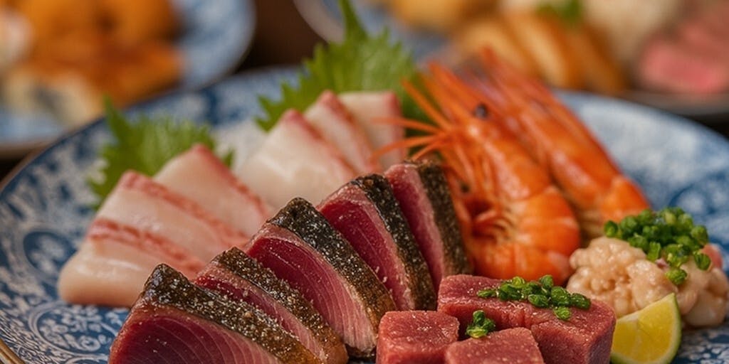 【皿鉢（さわち）コース】最高峰の贅沢！藁焼き 鰹・中トロ・赤えびなど 豪華全19品【2時間飲み放題付】