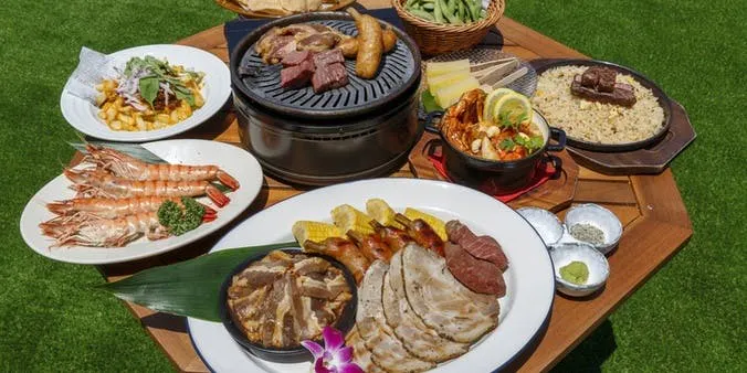 【도쿄만을 한눈에 조망】럭셔리 BBQ 세트★고기와 해산물을 모두 호화롭게 즐기는 총 6가지 요리+셀프바 2시간 음료 무제한(테라스석 한정)