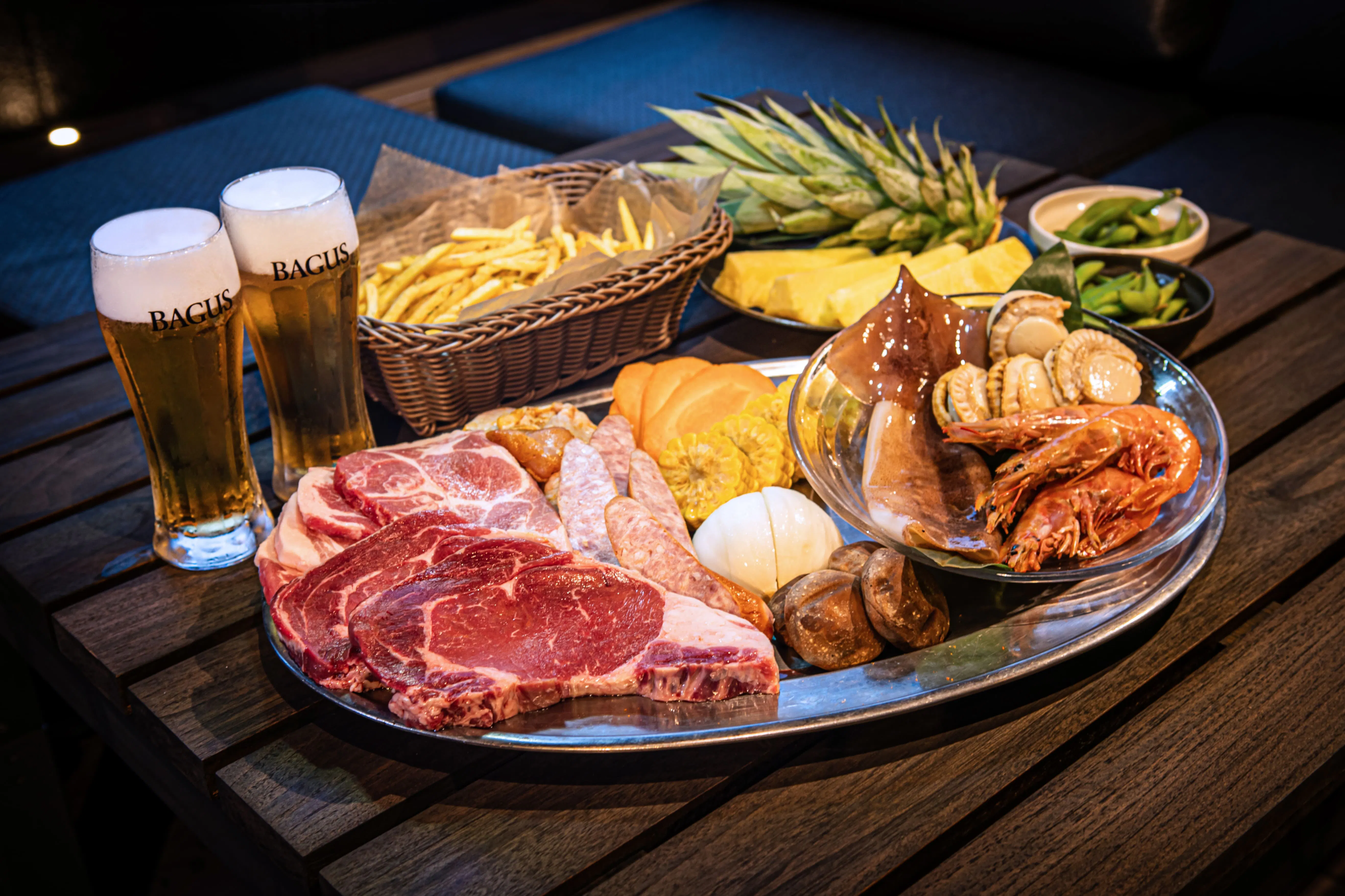 【空调完备】夏季牛排BBQ11品2小时畅饮套餐【雨天OK】