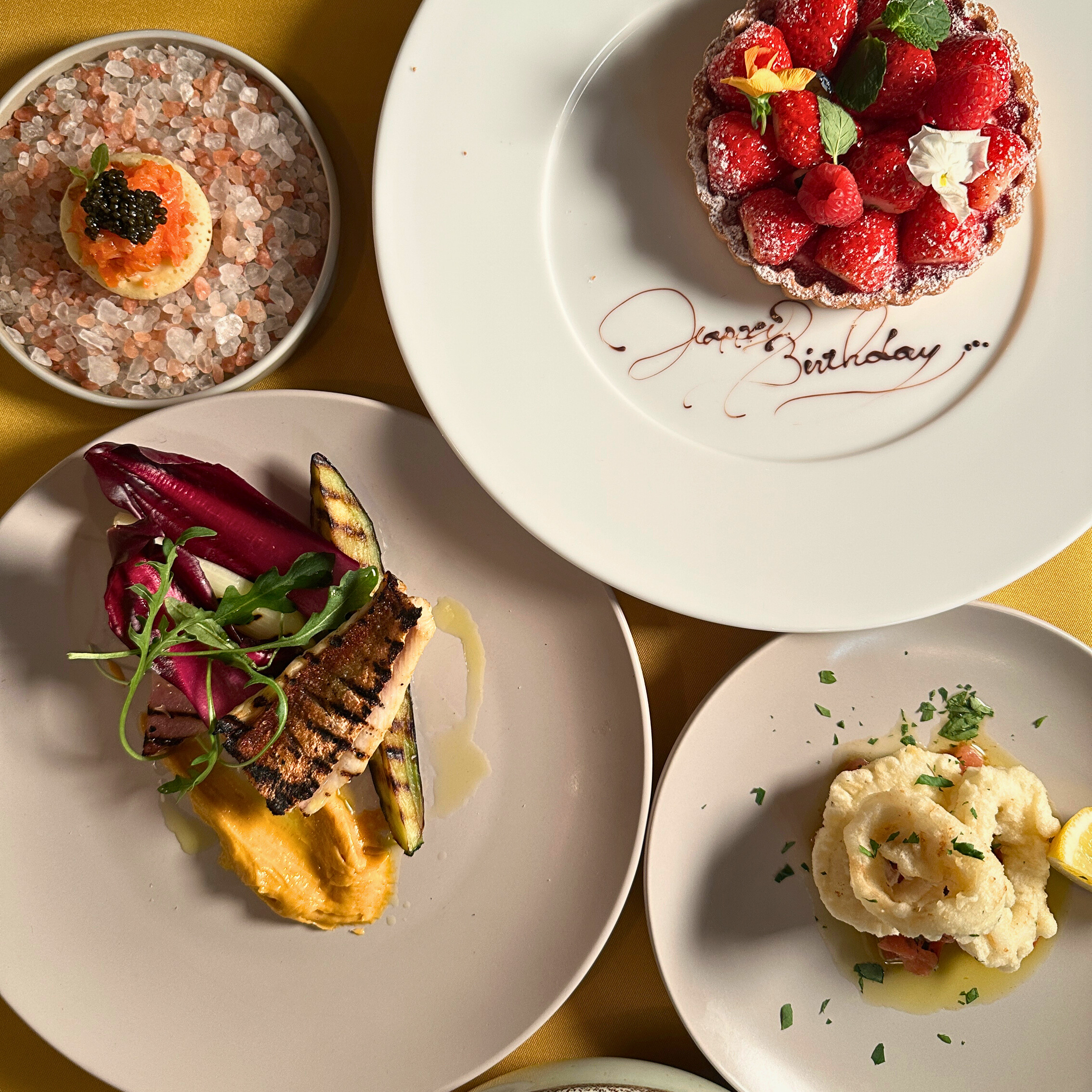 【DINNER Anniversary Course: 4 Dishes + Choice of Fruit Tart Plate *Includes a Message】